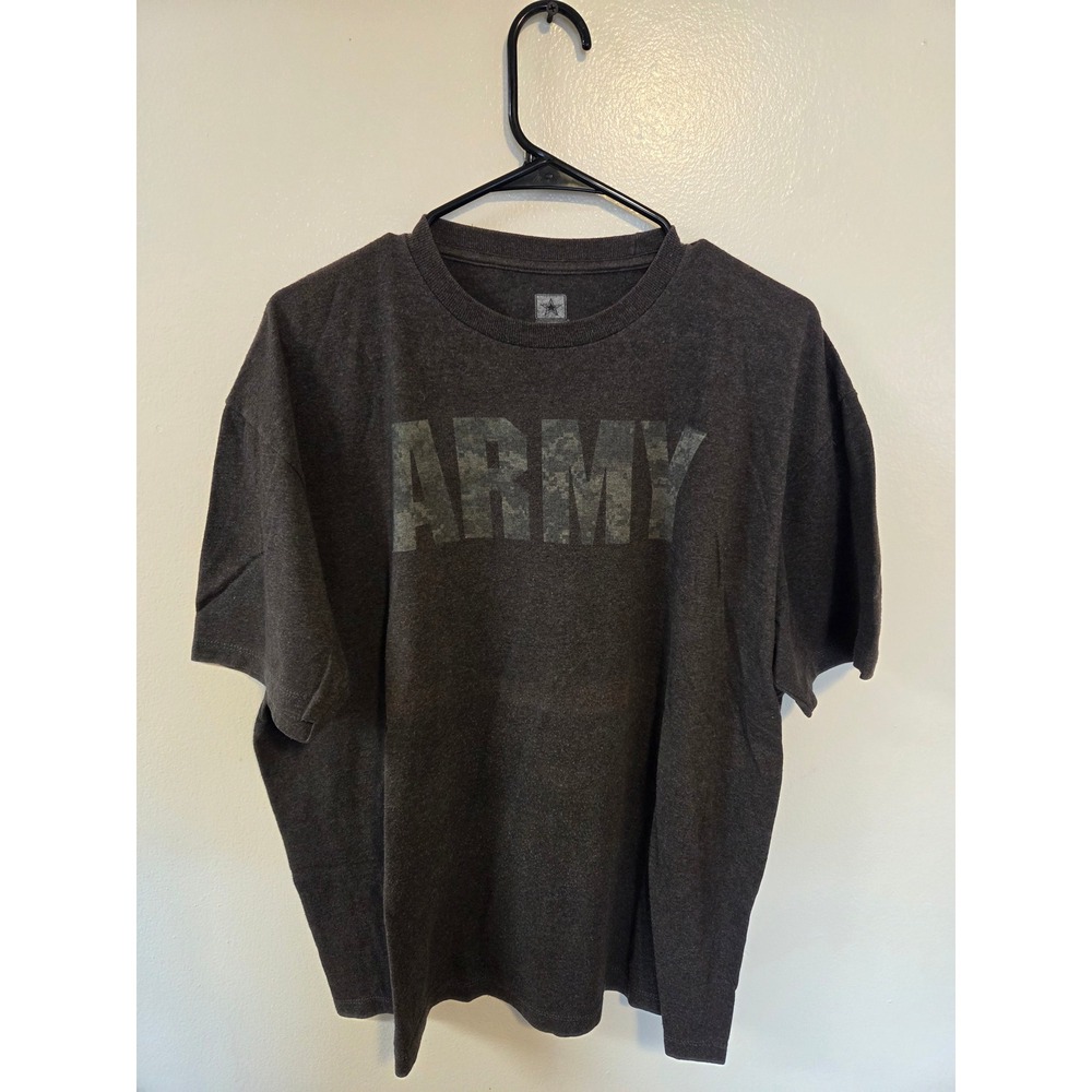 US Army T Shirt Mens XL Charcoal Gray Camo Logo Graphic Short Sleeve Tee